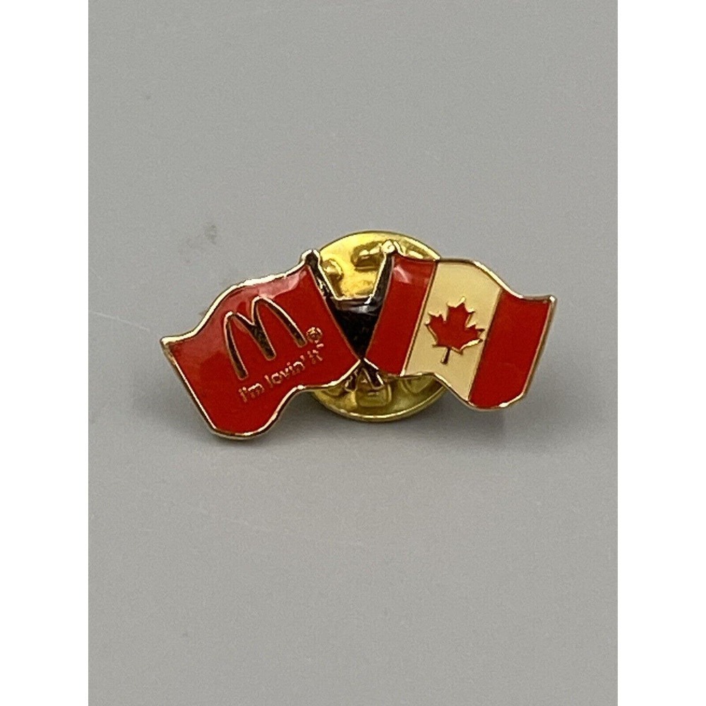 Vintage McDonald's Canadian Flags Enamel Golden Arches Lapel Hat Pin